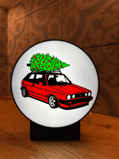 Ronde lightbox met Kerst thema