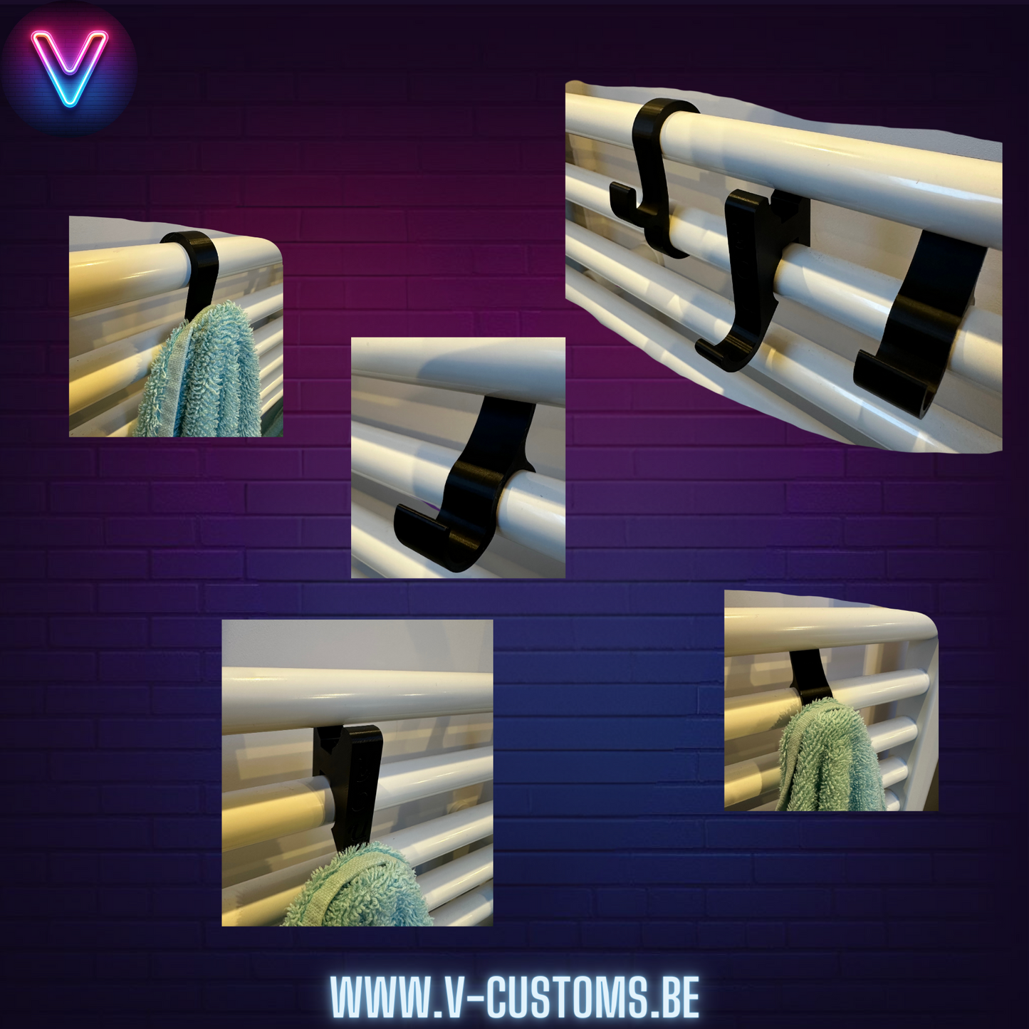Haakjes voor aan Handdoek-warmer  - 3 verschillende modellen